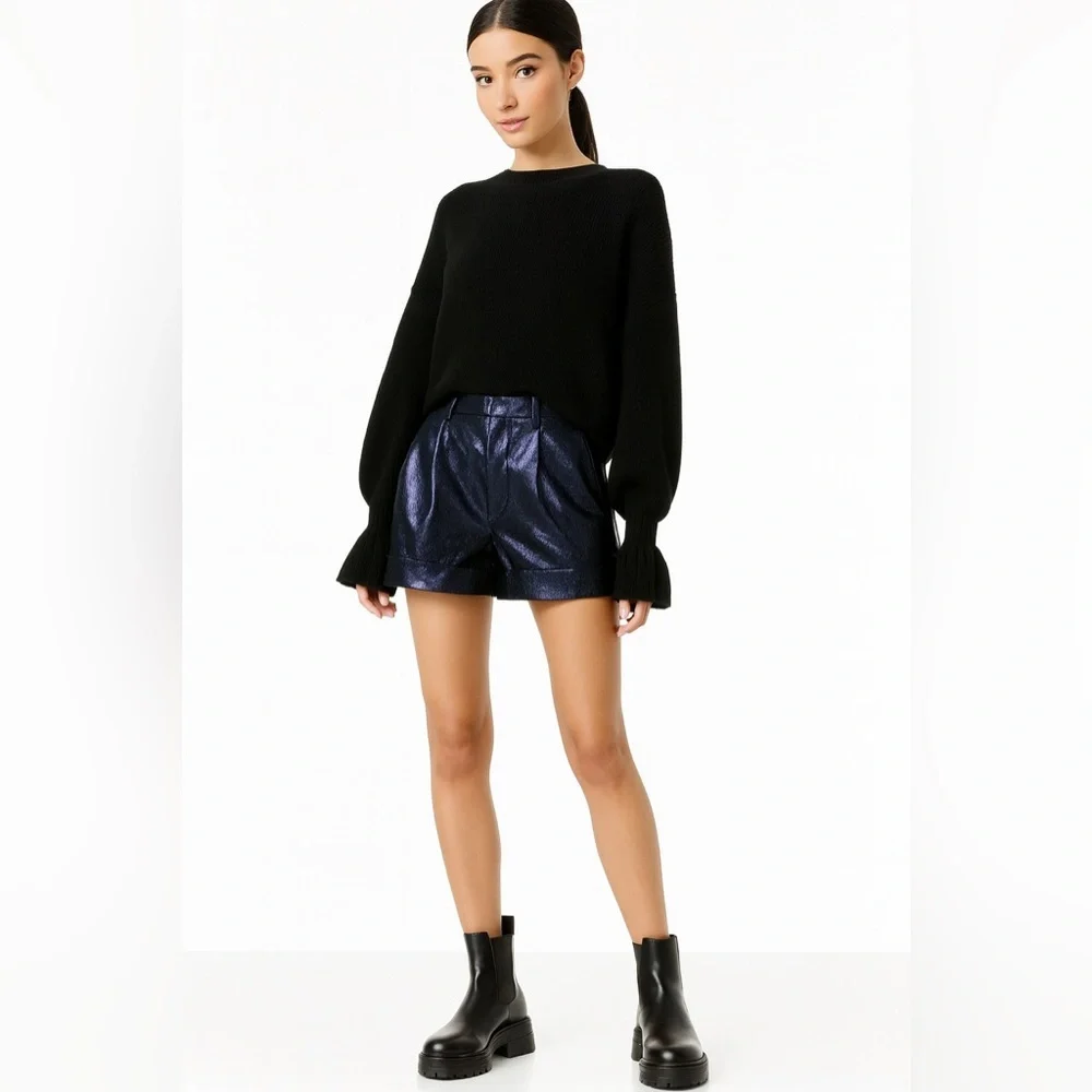 Alice + Olivia Conry Vegan Leather Cuff Shorts/ Size 0